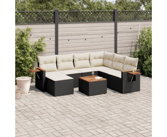 vidaXL 8-częściowy zestaw wypoczynkowy do ogrodu, z poduszkami, czarny Dārza mēbeļu komplekti