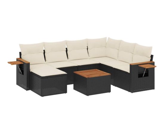 vidaXL 8-częściowy zestaw wypoczynkowy do ogrodu, z poduszkami, czarny Dārza mēbeļu komplekti