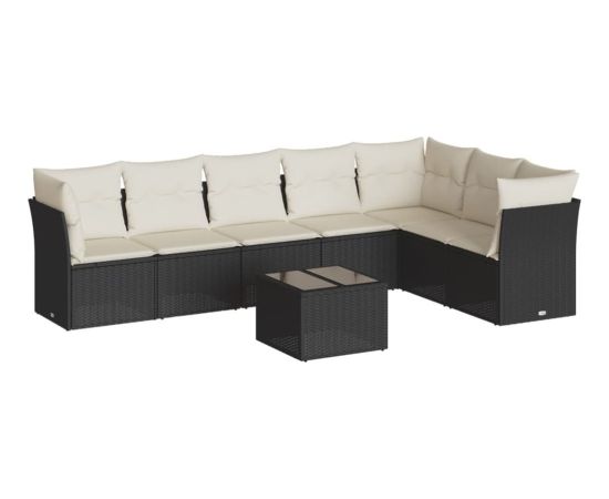 vidaXL 8-częściowy zestaw wypoczynkowy do ogrodu, z poduszkami, czarny Dārza mēbeļu komplekti