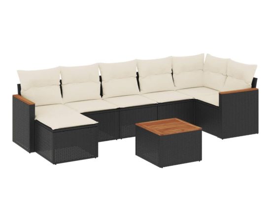 vidaXL 8-częściowy zestaw wypoczynkowy do ogrodu, z poduszkami, czarny Dārza mēbeļu komplekti