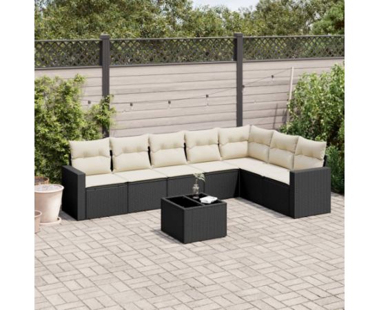 vidaXL 8-częściowy zestaw wypoczynkowy do ogrodu, z poduszkami, czarny Dārza mēbeļu komplekti