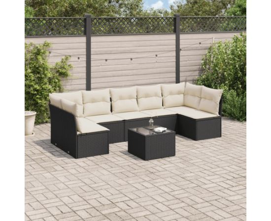 vidaXL 8-częściowy zestaw wypoczynkowy do ogrodu, z poduszkami, czarny Dārza mēbeļu komplekti