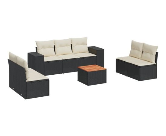 vidaXL 8-częściowy zestaw wypoczynkowy do ogrodu, z poduszkami, czarny Dārza mēbeļu komplekti