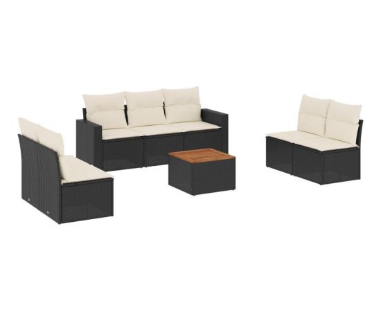 vidaXL 8-częściowy zestaw wypoczynkowy do ogrodu, z poduszkami, czarny Dārza mēbeļu komplekti