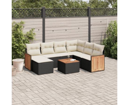 vidaXL 8-częściowy zestaw wypoczynkowy do ogrodu, z poduszkami, czarny Dārza mēbeļu komplekti