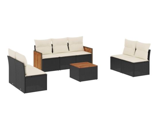 vidaXL 8-częściowy zestaw wypoczynkowy do ogrodu, z poduszkami, czarny Dārza mēbeļu komplekti