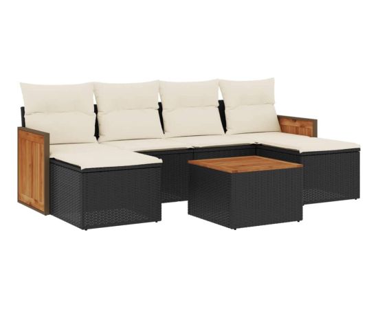 vidaXL 7-częściowy zestaw wypoczynkowy do ogrodu, z poduszkami, czarny Dārza mēbeļu komplekti