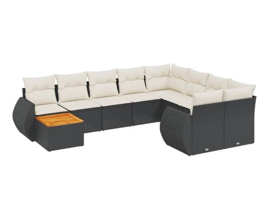 vidaXL vidaXL 10-cz. zestaw wypoczynkowy do ogrodu, poduszki czarny rattan PE Dārza mēbeļu komplekti