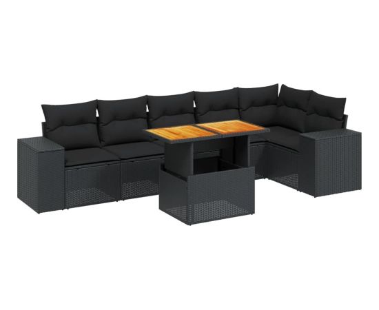 vidaXL vidaXL 7-cz. zestaw wypoczynkowy do ogrodu, z poduszkami, czarny Dārza mēbeļu komplekti