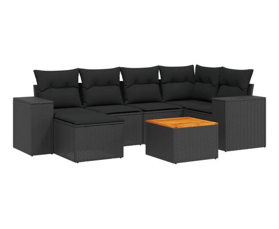 vidaXL vidaXL 7-cz. zestaw wypoczynkowy do ogrodu, z poduszkami, czarny Dārza mēbeļu komplekti