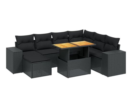 vidaXL vidaXL 8-cz. zestaw wypoczynkowy do ogrodu, z poduszkami, czarny Dārza mēbeļu komplekti