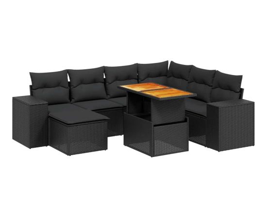 vidaXL vidaXL 8-cz. zestaw wypoczynkowy do ogrodu, z poduszkami, czarny Dārza mēbeļu komplekti