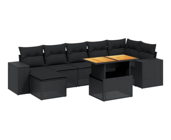 vidaXL vidaXL 8-cz. zestaw wypoczynkowy do ogrodu, z poduszkami, czarny Dārza mēbeļu komplekti