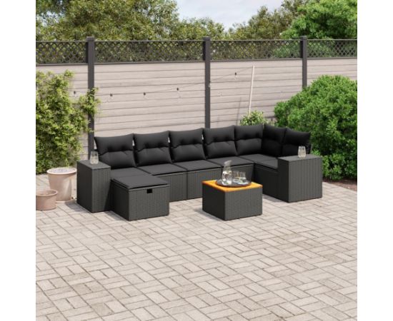 vidaXL vidaXL 8-cz. zestaw wypoczynkowy do ogrodu, z poduszkami, czarny Dārza mēbeļu komplekti