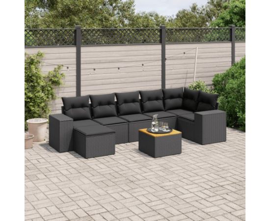 vidaXL vidaXL 8-cz. zestaw wypoczynkowy do ogrodu, z poduszkami, czarny Dārza mēbeļu komplekti