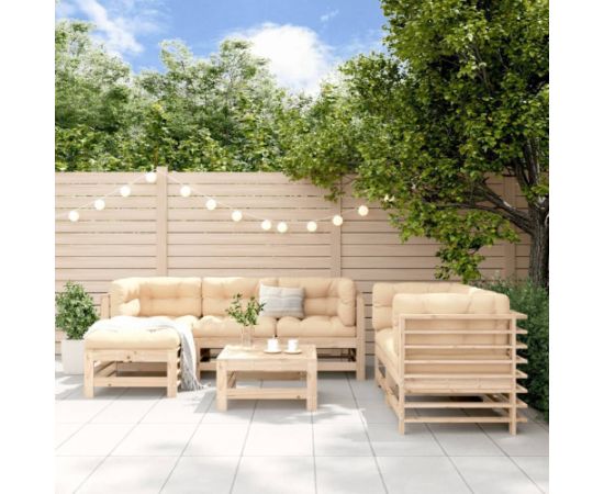 vidaXL 7-częściowy zestaw mebli ogrodowych, lite drewno sosnowe Dārza mēbeļu komplekti