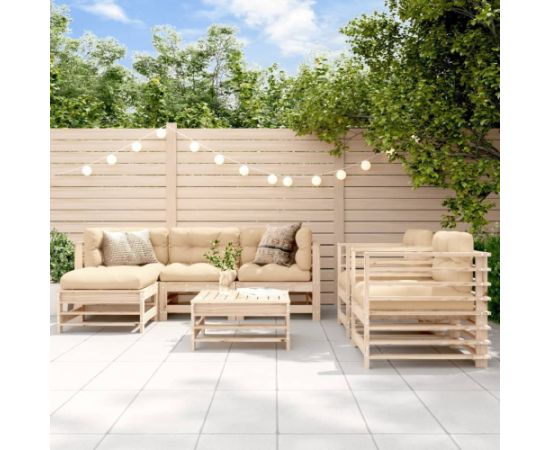 vidaXL 7-częściowy zestaw mebli ogrodowych, lite drewno sosnowe Dārza mēbeļu komplekti