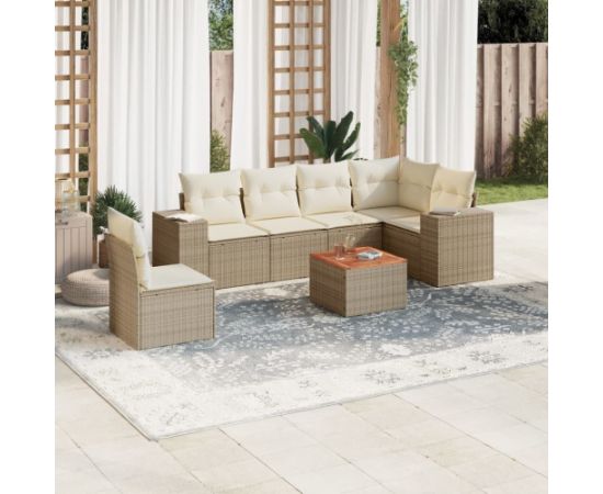 vidaXL 7-częściowy zestaw wypoczynkowy do ogrodu, z poduszkami, beżowy Dārza mēbeļu komplekti