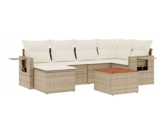 vidaXL 7-częściowy zestaw wypoczynkowy do ogrodu, z poduszkami, beżowy Dārza mēbeļu komplekti