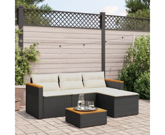 vidaXL 3-cz. zestaw wypoczynkowy do ogrodu, poduszki, czarny rattan PE Dārza mēbeļu komplekti