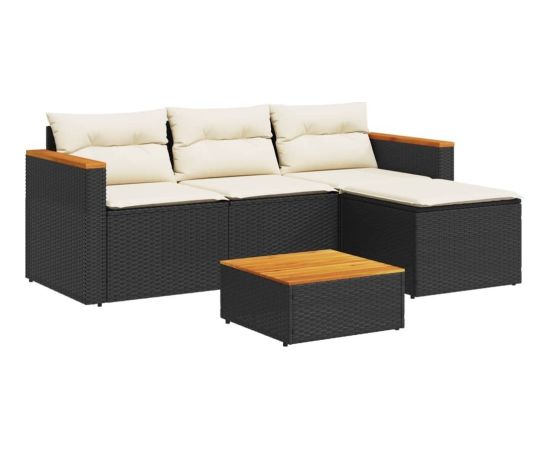 vidaXL 3-cz. zestaw wypoczynkowy do ogrodu, poduszki, czarny rattan PE Dārza mēbeļu komplekti