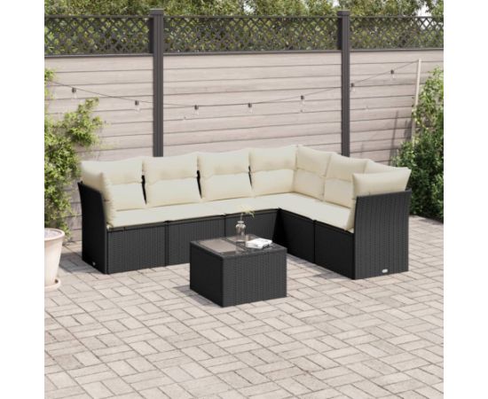 vidaXL 7-częściowy zestaw wypoczynkowy do ogrodu, z poduszkami, czarny Dārza mēbeļu komplekti