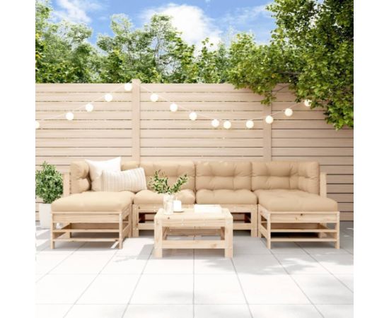 vidaXL 7-częściowy zestaw mebli ogrodowych, lite drewno sosnowe Dārza mēbeļu komplekti