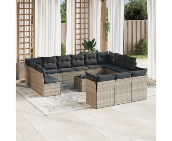 vidaXL vidaXL 14-cz. zestaw mebli ogrodowych, z poduszkami, jasnoszary Dārza mēbeļu komplekti