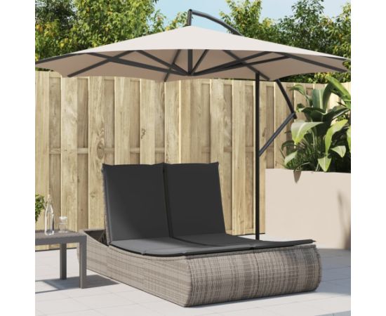 vidaXL vidaXL Podwójna leżanka z poduszkami, szara, polirattan Шезлонги и пляжные стулья