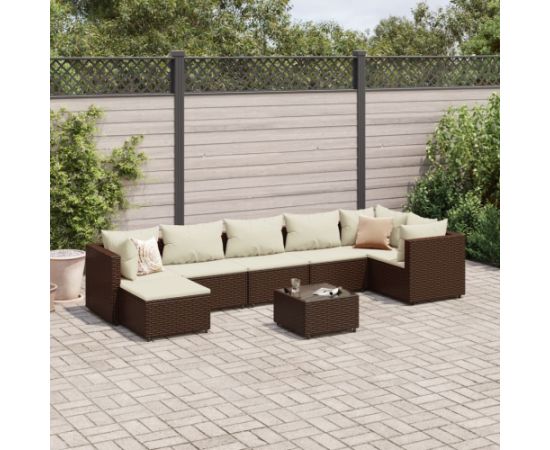 vidaXL vidaXL 8-cz. zestaw wypoczynkowy do ogrodu, z poduszkami, rattan PE Dārza mēbeļu komplekti