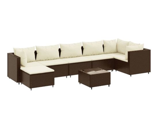 vidaXL vidaXL 8-cz. zestaw wypoczynkowy do ogrodu, z poduszkami, rattan PE Dārza mēbeļu komplekti