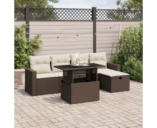 vidaXL vidaXL 6-cz. zestaw wypoczynkowy do ogrodu, z poduszkami, brązowy Dārza mēbeļu komplekti