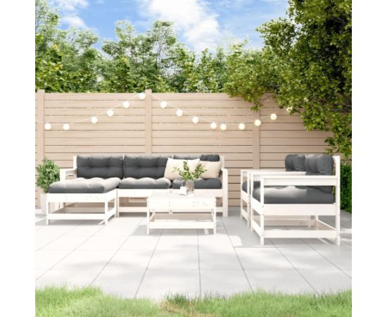 vidaXL vidaXL 7-cz. zestaw mebli ogrodowych, biały, lite drewno sosnowe Dārza mēbeļu komplekti