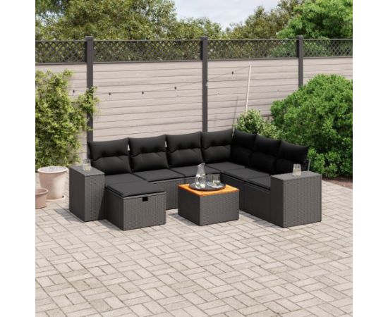 vidaXL 8-częsciowy zestaw wypoczynkowy do ogrodu, z poduszkami, czarny Dārza mēbeļu komplekti