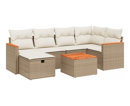 vidaXL 7-częsciowy zestaw wypoczynkowy do ogrodu, z poduszkami, beżowy Dārza mēbeļu komplekti