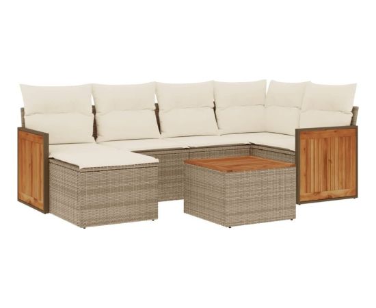 vidaXL 7-częściowy zestaw wypoczynkowy do ogrodu, z poduszkami, beżowy Dārza mēbeļu komplekti