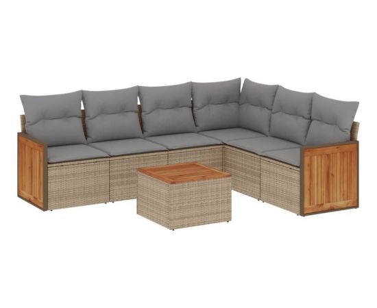 vidaXL 7-częściowy zestaw wypoczynkowy do ogrodu, z poduszkami, beżowy Dārza mēbeļu komplekti