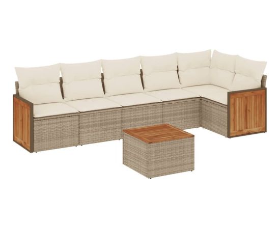 vidaXL 7-częściowy zestaw wypoczynkowy do ogrodu, z poduszkami, beżowy Dārza mēbeļu komplekti