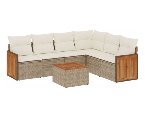 vidaXL 7-częściowy zestaw wypoczynkowy do ogrodu, z poduszkami, beżowy Dārza mēbeļu komplekti