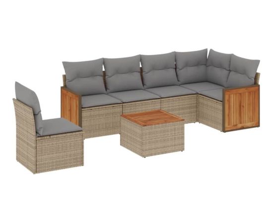 vidaXL 7-częściowy zestaw wypoczynkowy do ogrodu, z poduszkami, beżowy Dārza mēbeļu komplekti