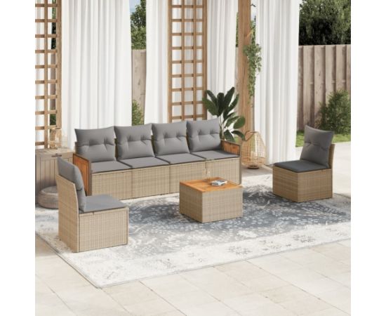 vidaXL 7-częsciowy zestaw wypoczynkowy do ogrodu, z poduszkami, beżowy Dārza mēbeļu komplekti