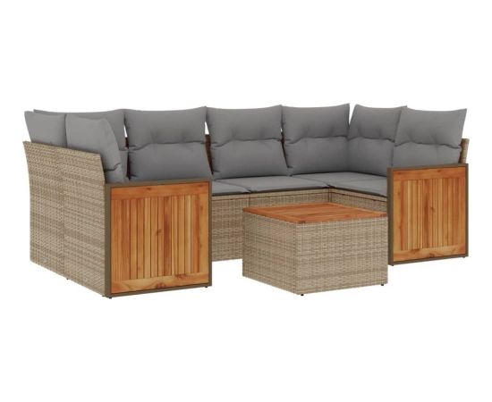 vidaXL 7-częściowy zestaw wypoczynkowy do ogrodu, z poduszkami, beżowy Dārza mēbeļu komplekti