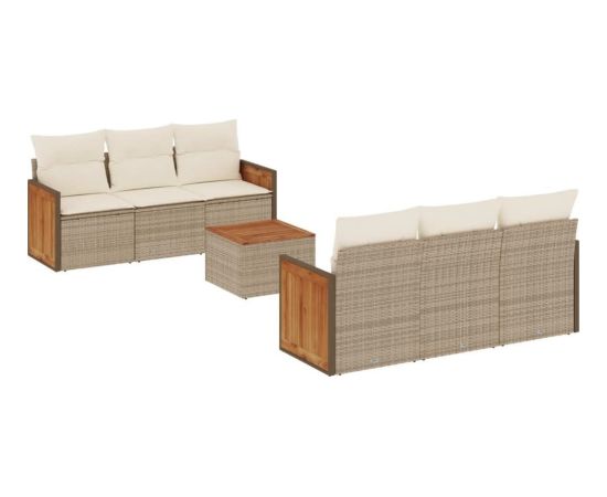 vidaXL 7-częściowy zestaw wypoczynkowy do ogrodu, z poduszkami, beżowy Dārza mēbeļu komplekti