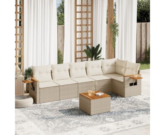 vidaXL 7-częściowy zestaw wypoczynkowy do ogrodu, z poduszkami, beżowy Dārza mēbeļu komplekti