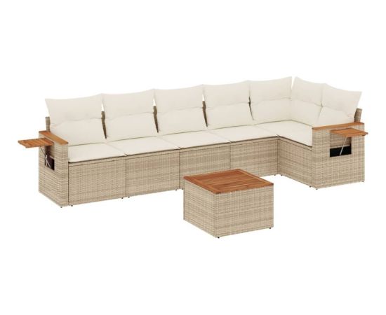 vidaXL 7-częściowy zestaw wypoczynkowy do ogrodu, z poduszkami, beżowy Dārza mēbeļu komplekti