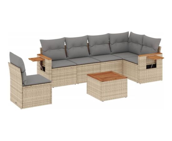 vidaXL 7-częściowy zestaw wypoczynkowy do ogrodu, z poduszkami, beżowy Dārza mēbeļu komplekti