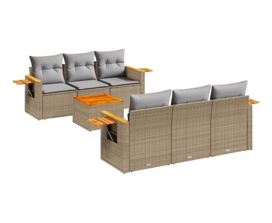 vidaXL 7-częściowy zestaw wypoczynkowy do ogrodu, z poduszkami, beżowy Dārza mēbeļu komplekti