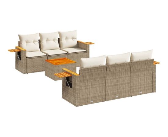 vidaXL 7-częściowy zestaw wypoczynkowy do ogrodu, z poduszkami, beżowy Dārza mēbeļu komplekti