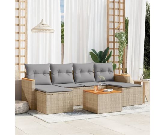 vidaXL 7-częściowy zestaw wypoczynkowy do ogrodu, z poduszkami, beżowy Dārza mēbeļu komplekti