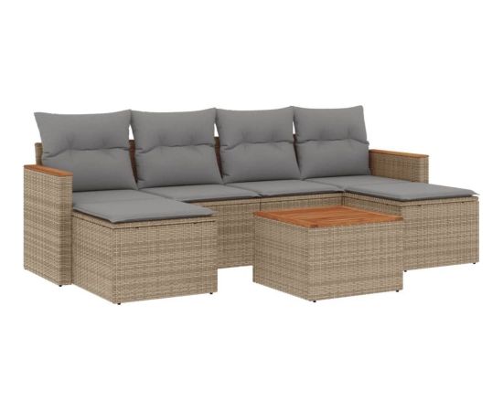 vidaXL 7-częściowy zestaw wypoczynkowy do ogrodu, z poduszkami, beżowy Dārza mēbeļu komplekti